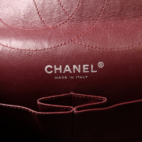 CHANEL CC SHW Maxi Classic Chain Shoulder Bag Leather Metallic Gray