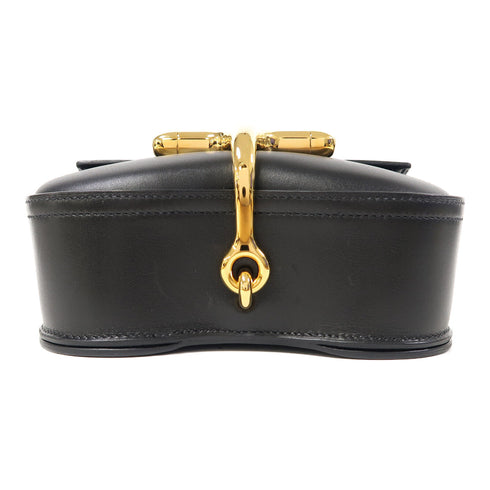 HERMES GHW Della Mini Shoulder Bag Calfskin Leather Black Noir