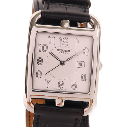 HERMES Cape Cod Quartz Watch CC2.710 Stainless Steel White