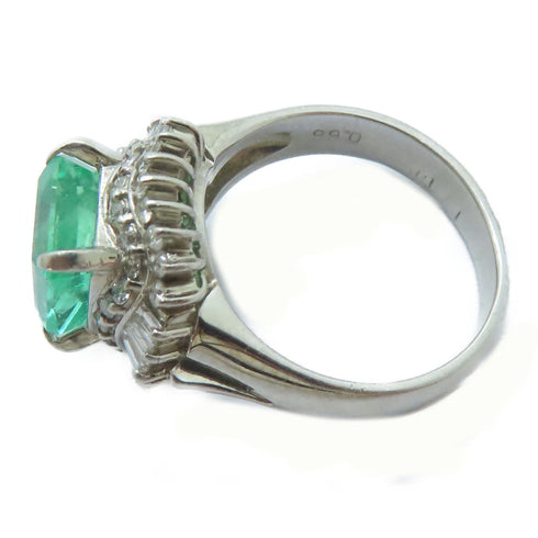 FINE JEWELRY 2.84ct Emerald 0.66ct Diamond Ring PT900 Platinum US#5.75