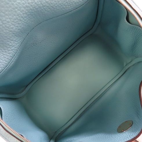 HERMES GHW Lindy 26 Shoulder Bag Clemence Leather 3P Bleu Atoll Light Blue