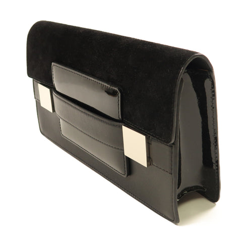 Delvaux SHW Hand Bag Clutch Leather/Suede Black