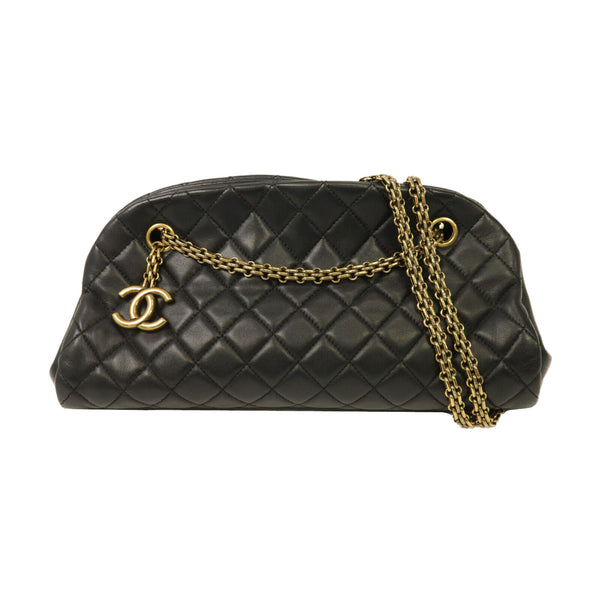 CHANEL Quilted CC GHW Chain Shoulder Bag Lambskin Leather Black v10
