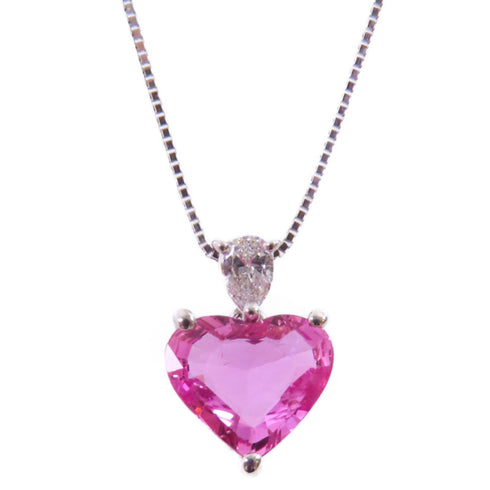 FINE JEWELRY 2.70ct Pink Sapphire 0.20ct Diamond Necklace PT850 Platinum