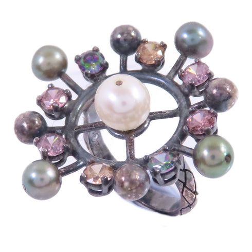 BOTTEGA VENETA BV Ring US#6.25 Ring 925 Sterling Silver Rhinestone