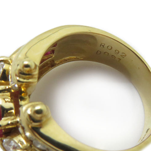 FINE JEWELRY 0.92/0.74ct Ruby 0.91ct Diamond Ring 18K Yellow Gold US#6.25