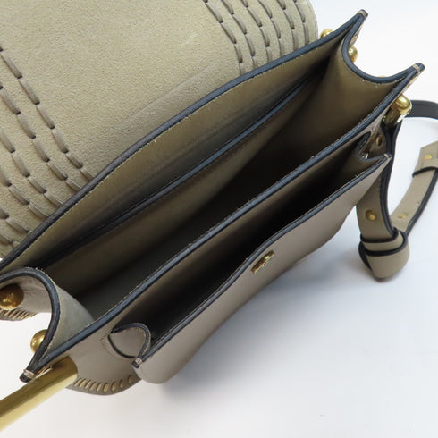 Chloe GHW Hudson Leather Crossbody Bag Shoulder Calfskin Leather Beige