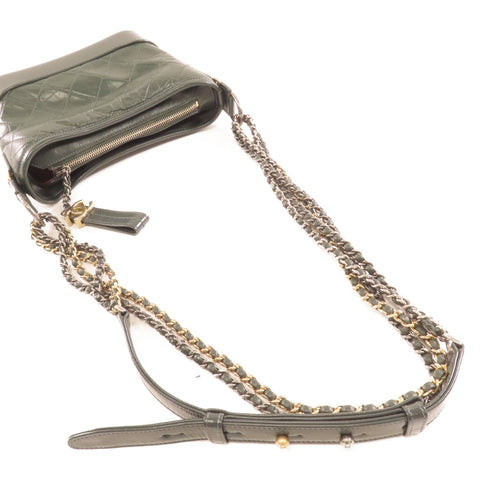 CHANEL Quilted CC Gabrielle Small Chain Shoulder Bag Calfskin Green