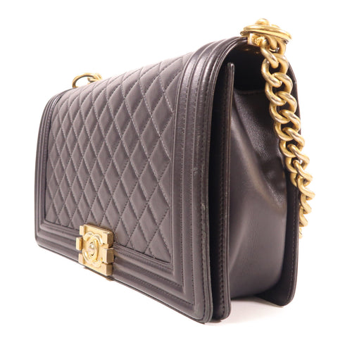 CHANEL CC GHW Boy 27 Chain Shoulder Bag Leather