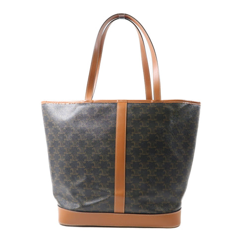 CELINE GHW Cabas Shoulder Bag 115072 Coated Canvas Brown