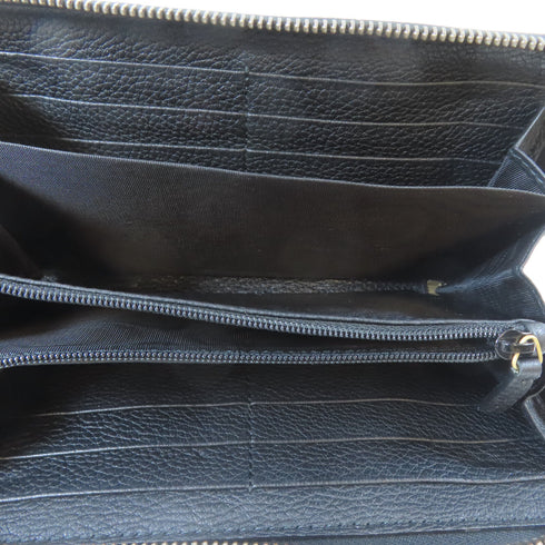 GUCCI GG GHW Long Round Wallet 469317 Calfskin Leather Black