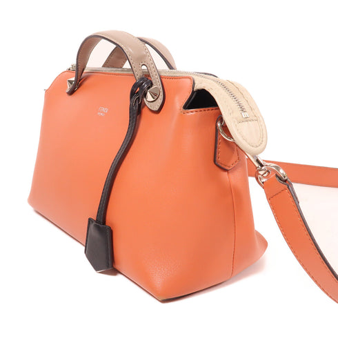 FENDI SHW By The Way 2 Way Shoulder Bag 8BL124-5QJ Calfskin Leather Orange Beige