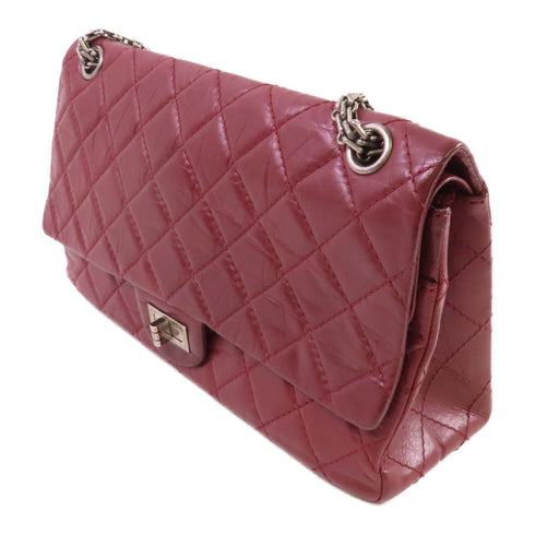 CHANEL Quilted SHW CC Chanel 2.55 Chain Shoulder Bag Calfskin Leather Wine-Red