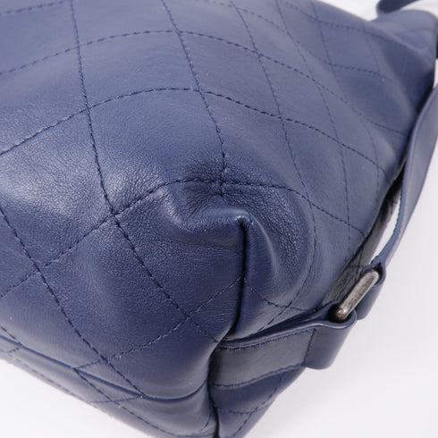 CHANEL CC SHW 2 Way Shoulder Tote Bag A98698 Calfskin Leather Navy