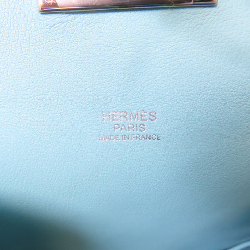 HERMES PHW Toolbox 20 2 Way Shoulder Handbag Evercolor Turquoise Blue