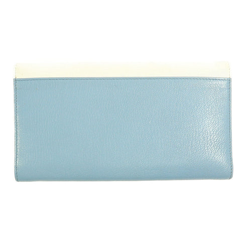 Miu Miu GHW Long Wallet Calfskin Leather Blue White