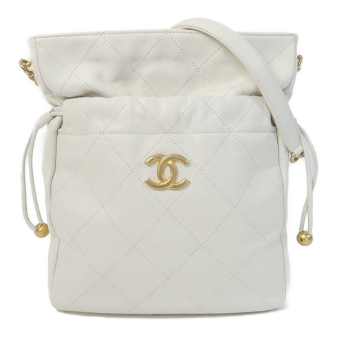CHANEL Quilted CC GHW Chain Shoulder Bag AS2985 Lambskin Leather White