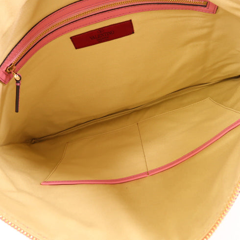 Valentino GHW Clutch Calfskin Leather Pink