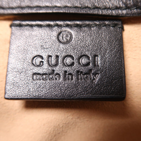 GUCCI GHW GG Marmont Super Mini Chain Shoulder Bag 476433 Chevron Leather Black