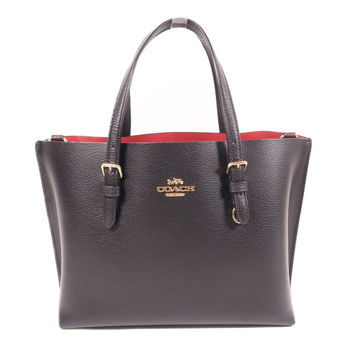 COACH GHW 2 Way Shoulder Bag J2332 Leather Black