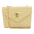 CHANEL Quilted CC GHW Vintage Chain Shoulder Bag Calfskin Leather Beige