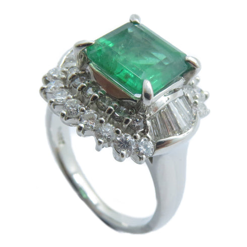 FINE JEWELRY 2.41ct Emerald 1.26ct Diamond Ring US#5.75 PT 850 Platinum