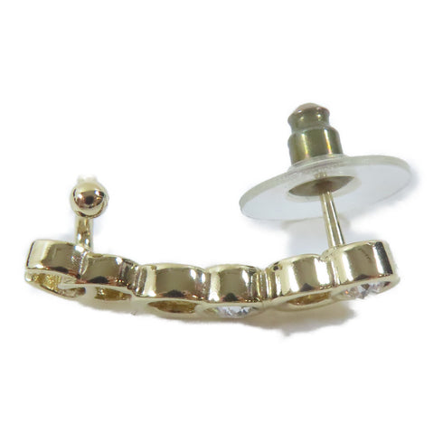 CHANEL CC Pierced Earrings With Ear Cuffs A22P Metal Crystal Gold