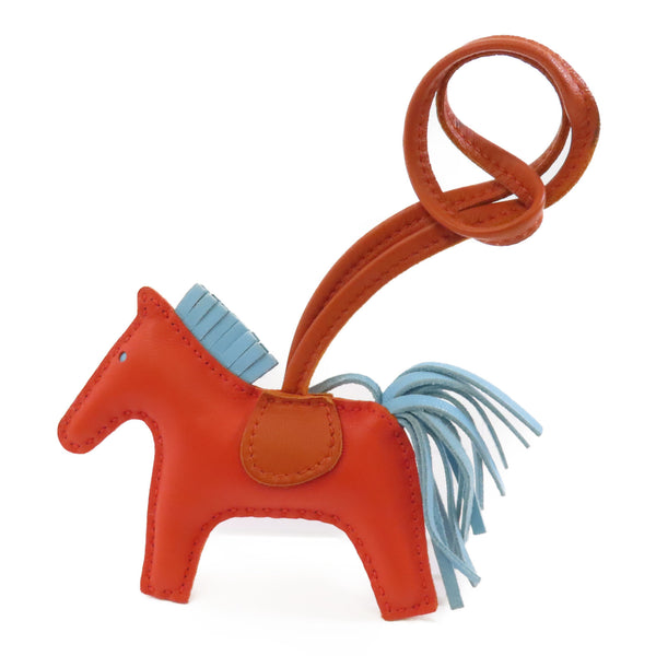 HERMES Rodeo PM Charm Veau Swift Leather Orange/Blue