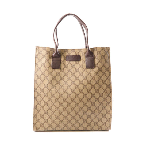 GUCCI GG Tote Bag Handbag 91249 Coated Canvas Brown