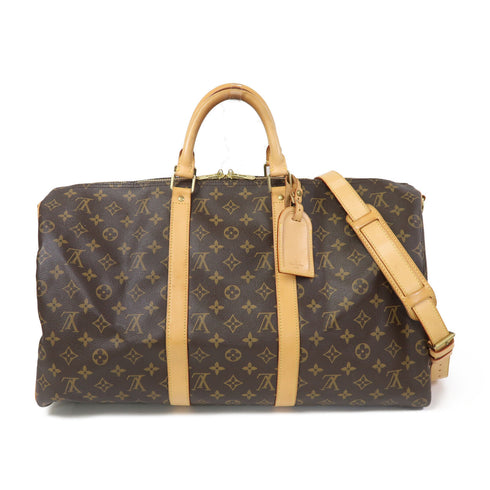 LOUIS VUITTON LV GHW Keepall 50 Bandoulie Boston 2 Way Bag M41416 Monogram Brown