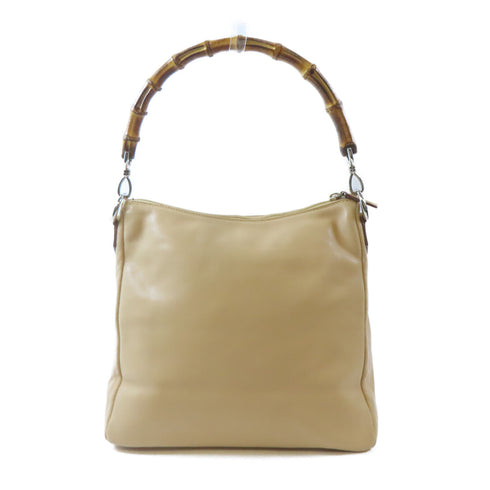 GUCCI GG SHW Handbag Bag 002122 Leather Bamboo Beige