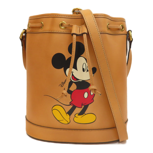 GUCCI GG GHW Disney X Gucci Bucket Shoulder Bag 602691 Calfskin Brown