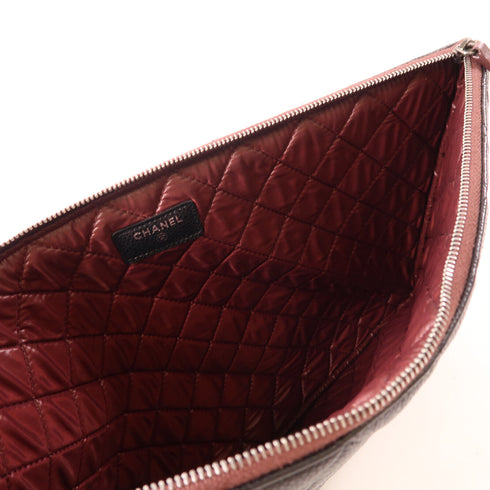 CHANEL CC SHW Pouch Clutch Calfskin Leather Black