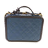 CHANEL Quilted CC Vanity Case Chain Hand Shoulder Bag Caviar Skin Leather Blue