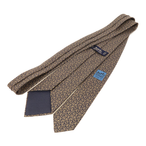 HERMES Necktie Silk Blue/Beige