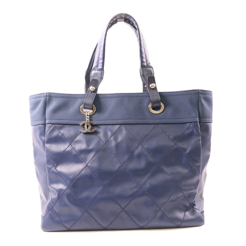 CHANEL CC SHW Tote Bag Leather Navy 34209