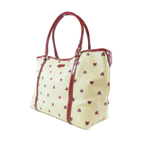 GUCCI GG SHW Shoulder Bag 197953 Coated Canvas White Red