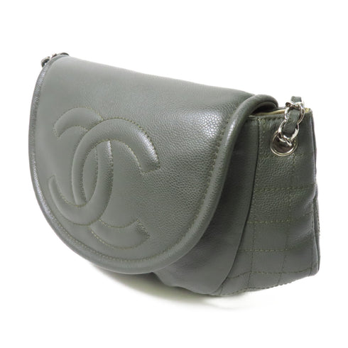 CHANEL CC SHW Chain Shoulder Bag Calfskin Leather Green v2