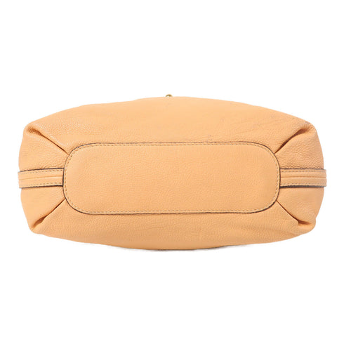 Chloe GHW 2 Way Shoulder Bag Calfskin Leather Apricot