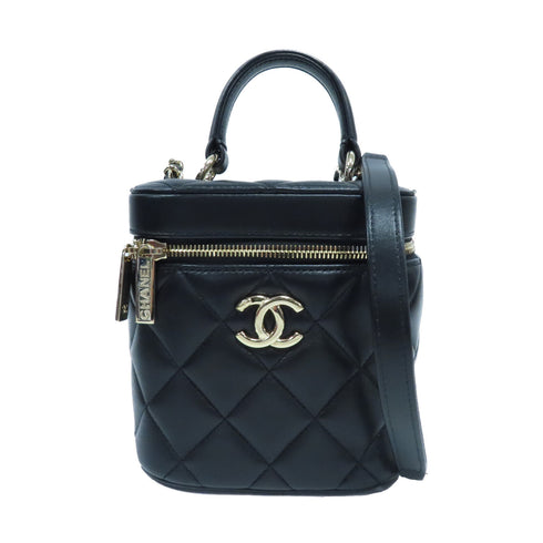 CHANEL Quilted CC GHW Trendy CC Vanity Case 2 Way Handbag AS1626 Lambskin Black