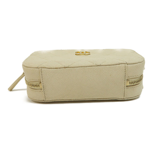 CHANEL Quilted CC GHW Shoulder Bag Chain Calfskin Leather White