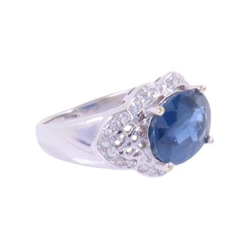 JEWELRY Sapphire Diamond Ring US#4.25 18K White Gold