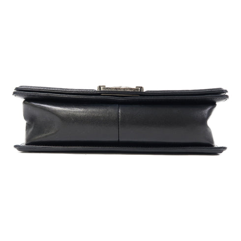 CHANEL Quilted CC SHW Boy 25 Chain Shoulder Bag Leather Black