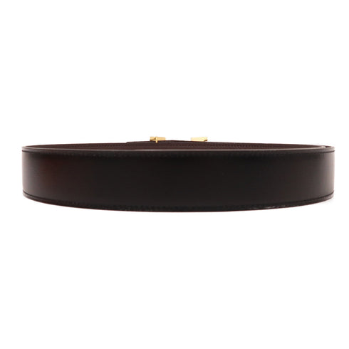 HERMES GHW Belt Veau 135 Togo Leather Noir Chocolate