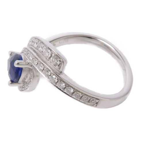 JEWELRY Sapphire Diamond Ring 18K White Gold US#6.5