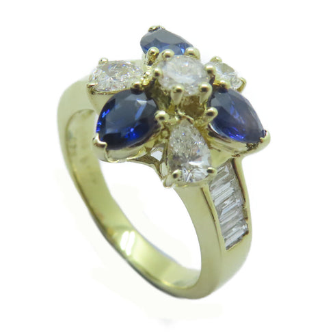 FINE JEWELRY 1.17ct Sapphire 0.65ct Diamond Ring 18K Yellow Gold US#6.5