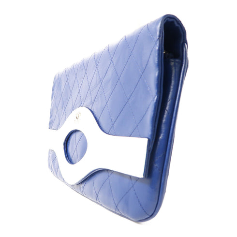 CHANEL CC SHW 31 Pouch Calfskin Leather Blue/White