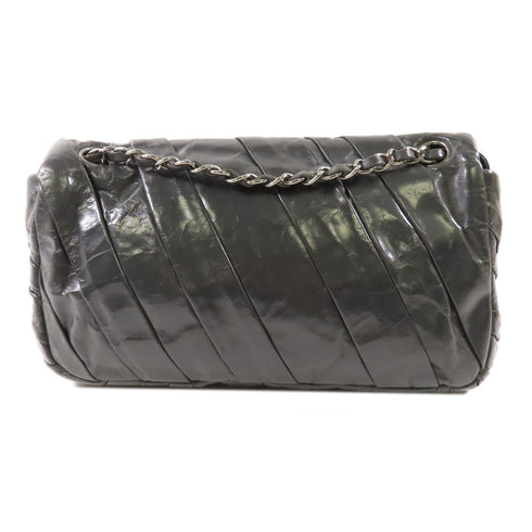 CHANEL CC SHW Chain Shoulder Bag Leather Gray