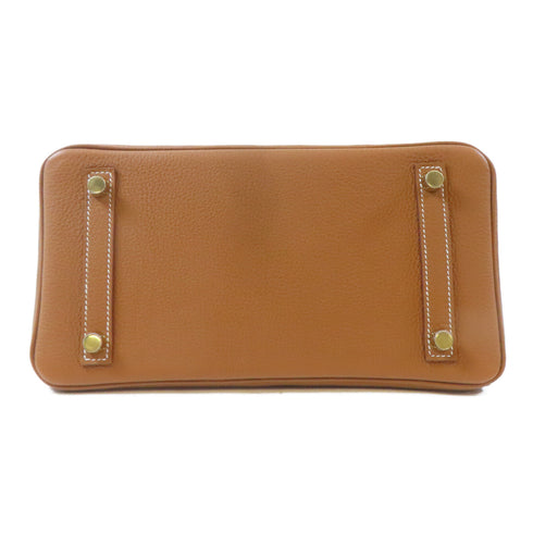 HERMES GHW Birkin 25 Handbag Togo Leather Gold Brown