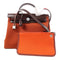 HERMES PHW Herbag PM 2 Way Bag Canvas/Leather Red/Brown